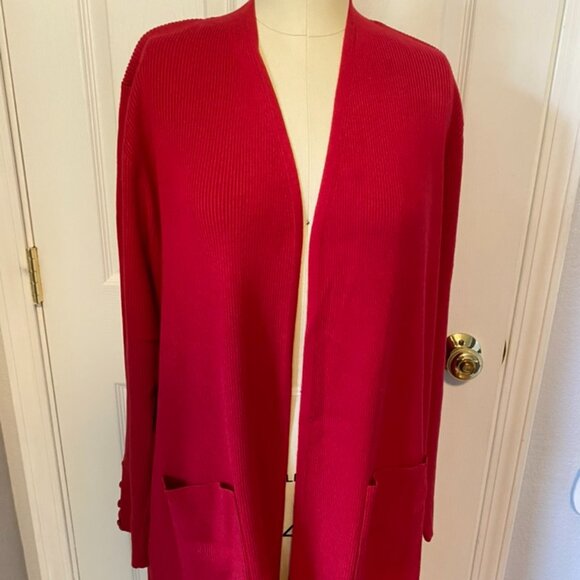 Chicos Long Open-Front Ribbed Sweater - Picture 1 of 6